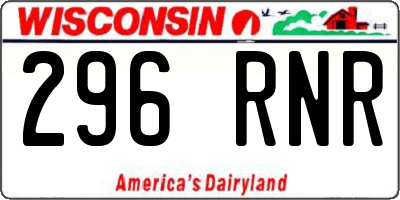 WI license plate 296RNR