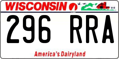 WI license plate 296RRA