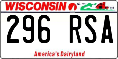 WI license plate 296RSA
