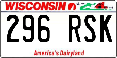 WI license plate 296RSK