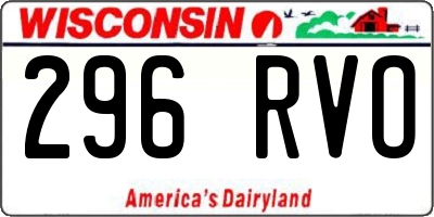 WI license plate 296RVO