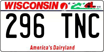 WI license plate 296TNC