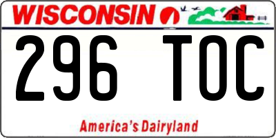 WI license plate 296TOC