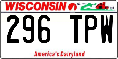 WI license plate 296TPW