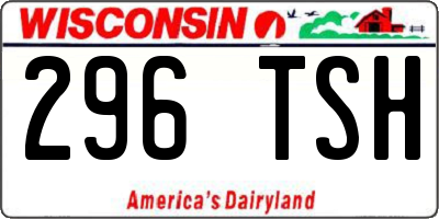 WI license plate 296TSH