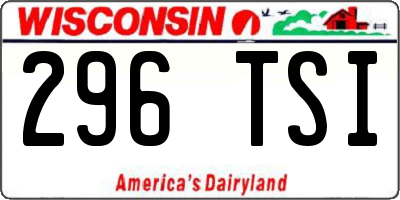 WI license plate 296TSI