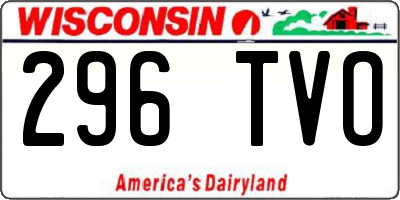 WI license plate 296TVO