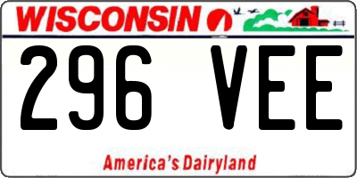 WI license plate 296VEE