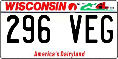 WI license plate 296VEG