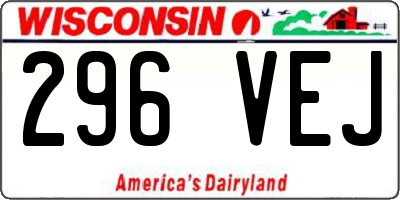 WI license plate 296VEJ