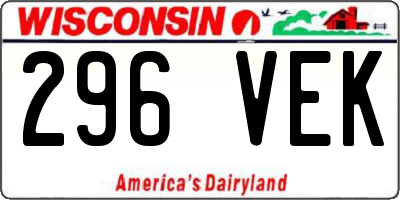 WI license plate 296VEK