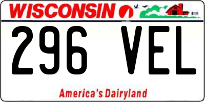 WI license plate 296VEL