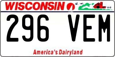 WI license plate 296VEM