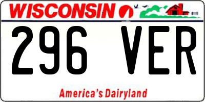 WI license plate 296VER