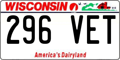 WI license plate 296VET