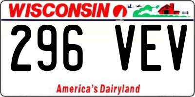 WI license plate 296VEV