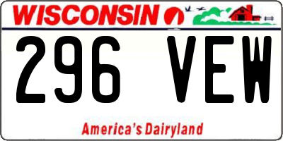 WI license plate 296VEW