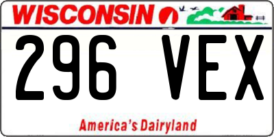 WI license plate 296VEX