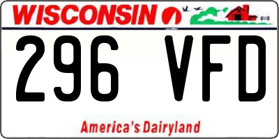 WI license plate 296VFD