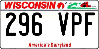 WI license plate 296VPF