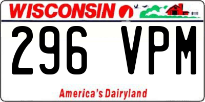 WI license plate 296VPM