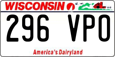 WI license plate 296VPO