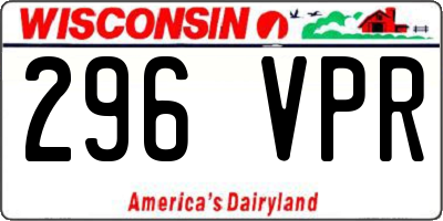 WI license plate 296VPR