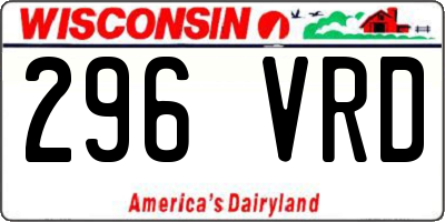 WI license plate 296VRD
