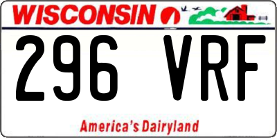 WI license plate 296VRF