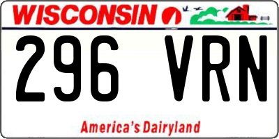WI license plate 296VRN