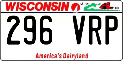 WI license plate 296VRP