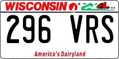 WI license plate 296VRS