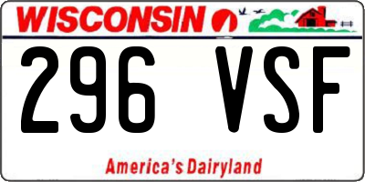 WI license plate 296VSF