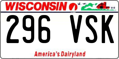 WI license plate 296VSK