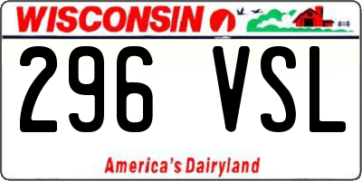 WI license plate 296VSL