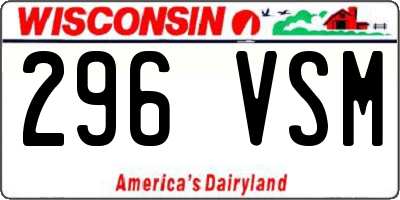 WI license plate 296VSM