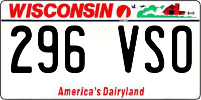 WI license plate 296VSO
