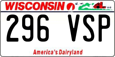 WI license plate 296VSP