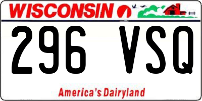 WI license plate 296VSQ