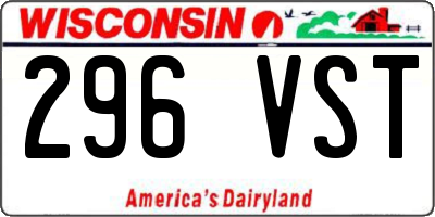 WI license plate 296VST