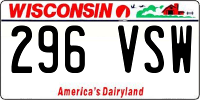 WI license plate 296VSW