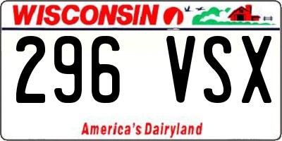 WI license plate 296VSX
