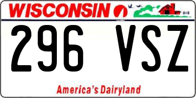 WI license plate 296VSZ