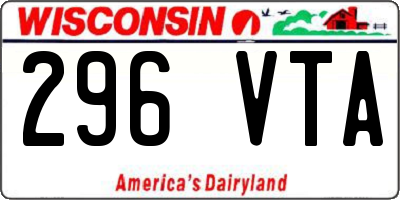 WI license plate 296VTA