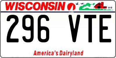 WI license plate 296VTE