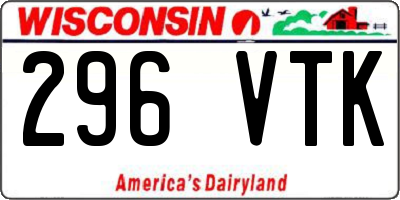 WI license plate 296VTK