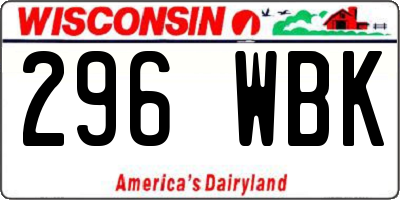WI license plate 296WBK