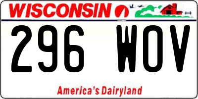 WI license plate 296WOV