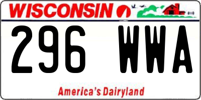 WI license plate 296WWA