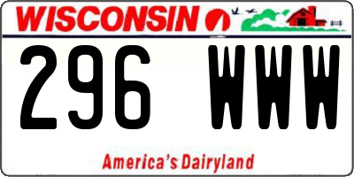 WI license plate 296WWW